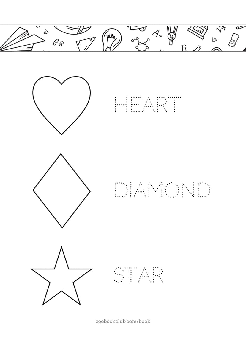 Heart diamond star ready for coloring